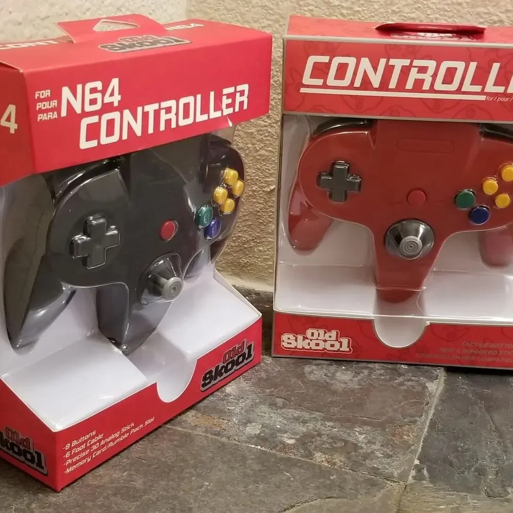 2 N64 Controllers - Red & Black (NEW) - Nintendo - Old Skool